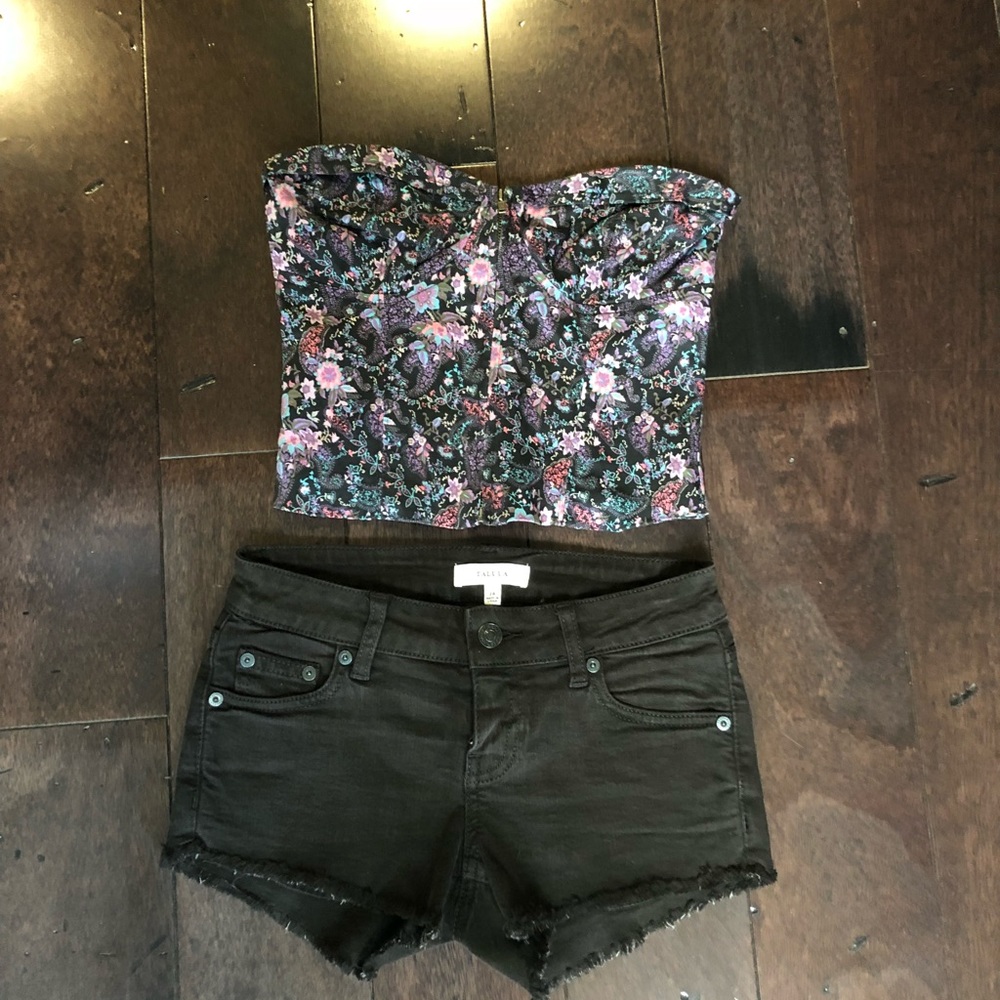 TALULA BUSTIER STYLE TOP AND TALULA BLACK SHORTS